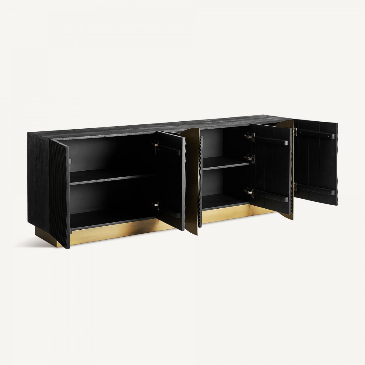 Buffet en bois de manguier noir et laiton